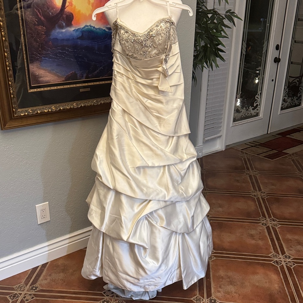 Alfred Angelo Cream Wedding Dress with Silver Accents